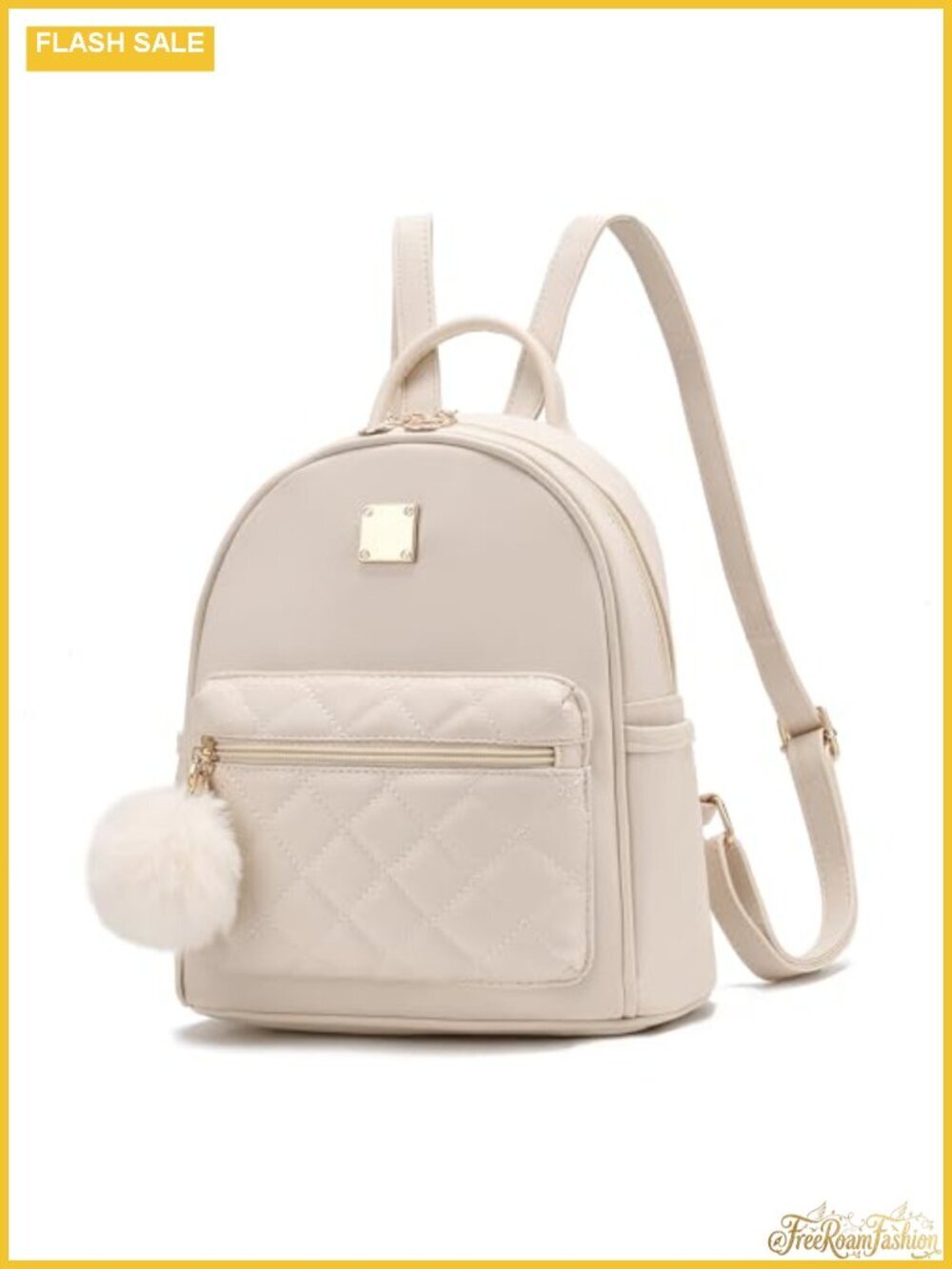 Mini PU Leather Backpack Purse Cute Small Fashion Daypack with Pom Pom